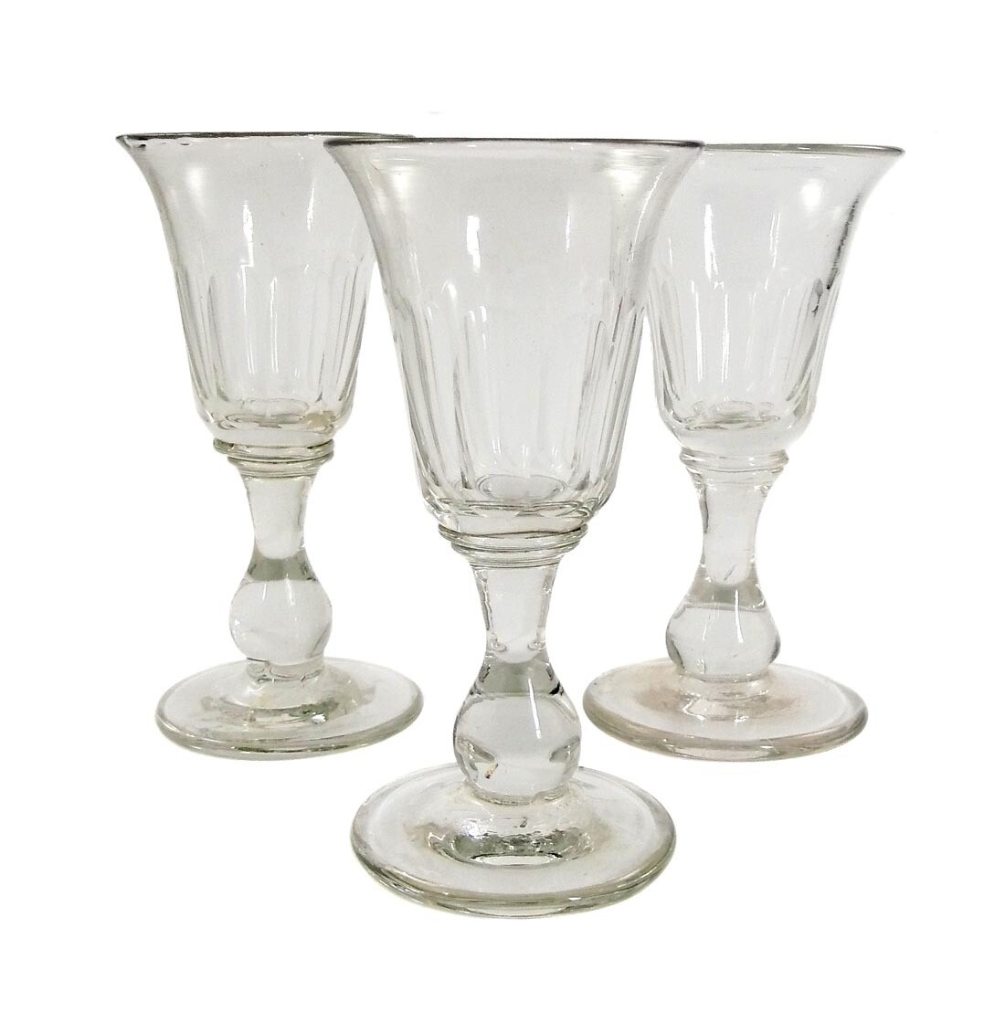 1st of 3. Goblet glass with tulip-shaped cup and arched facet, 2nd half of the 19th century.