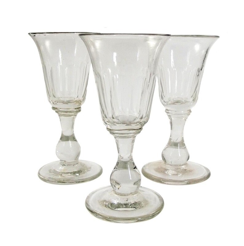 1st of 3. Goblet glass with tulip-shaped cup and arched facet, 2nd half of the 19th century.