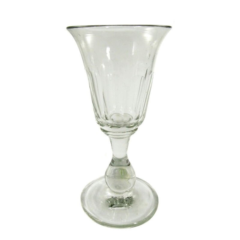 1st of 3. Goblet glass with tulip-shaped cup and arched facet, 2nd half of the 19th century.