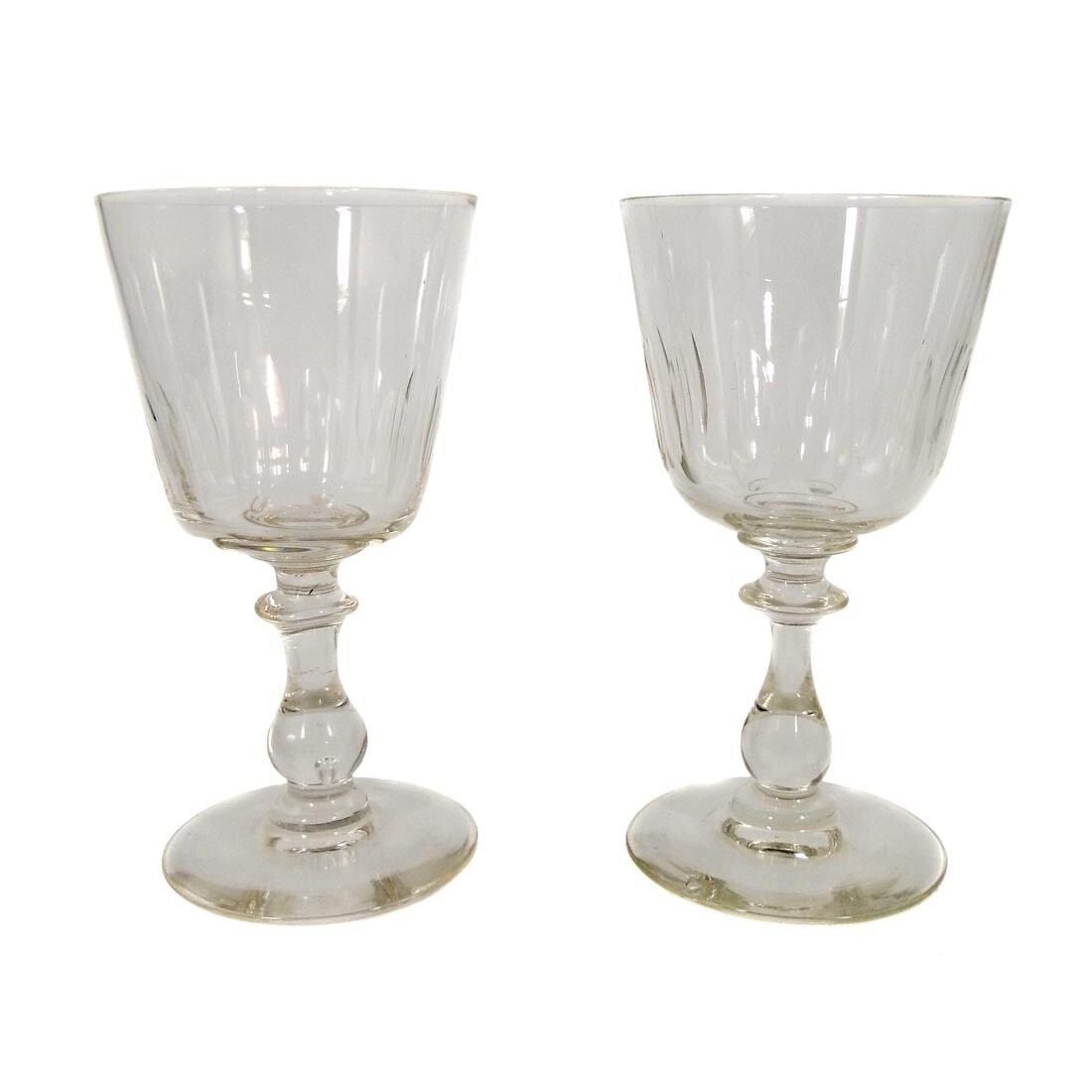1st of 2. Goblet glass with lens cut &amp; baluster shaft, Villeroy &amp; Boch