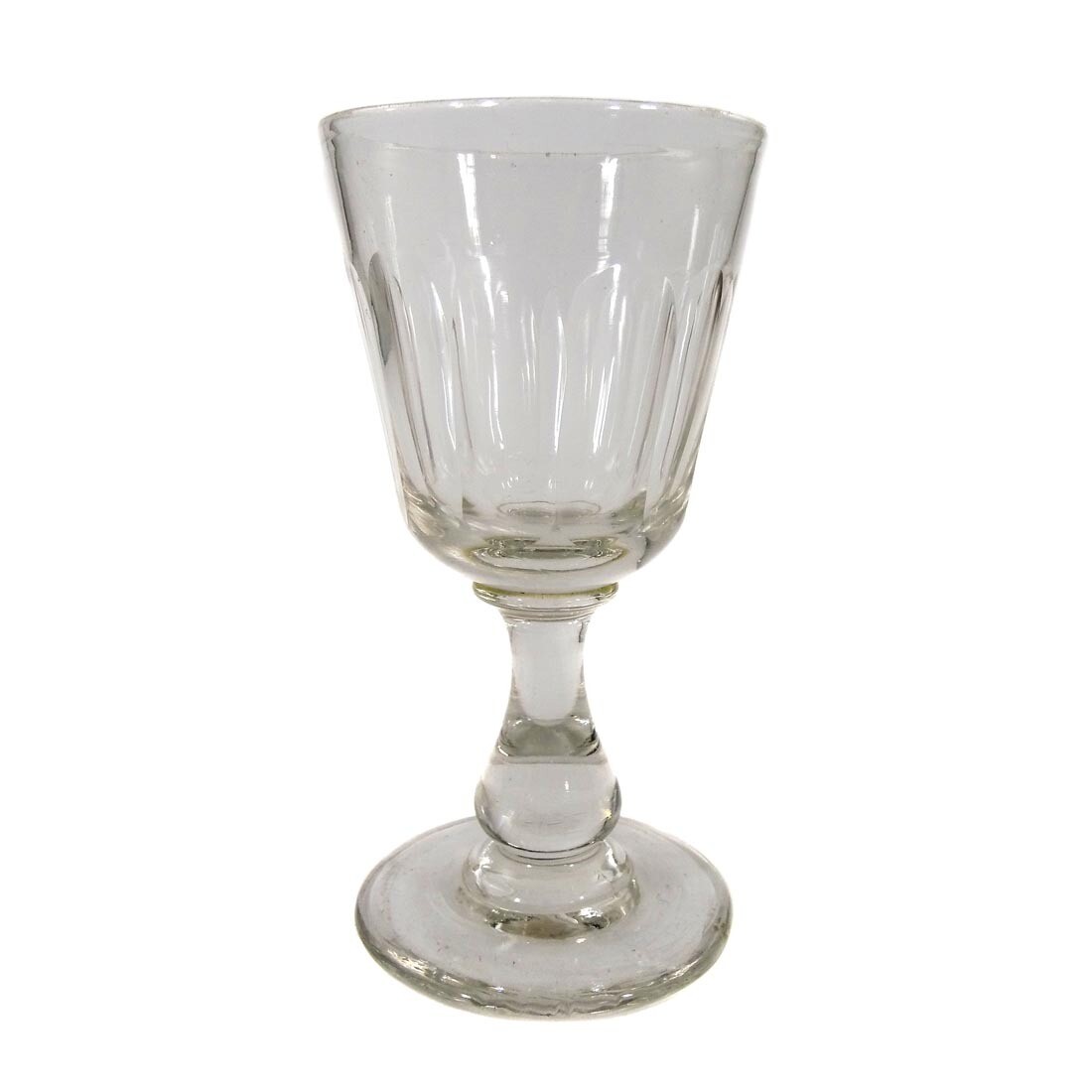 Southern wine glass with baluster shaft, conical bowl with curved facet, late 19th century