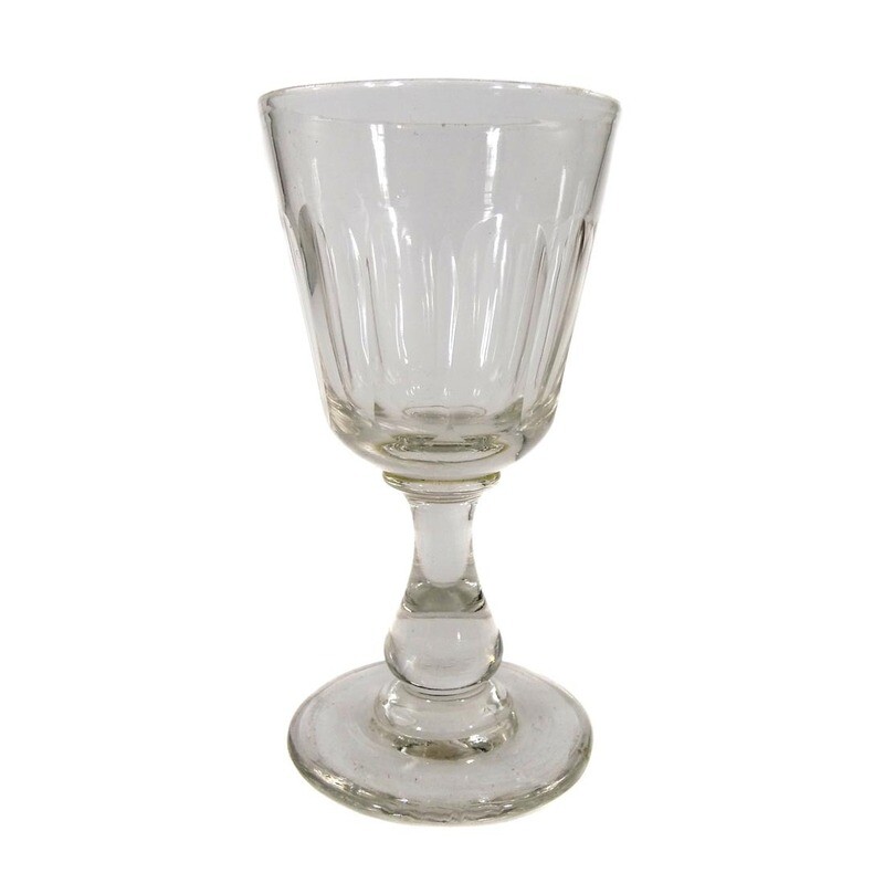 Southern wine glass with baluster shaft, conical bowl with curved facet, late 19th century