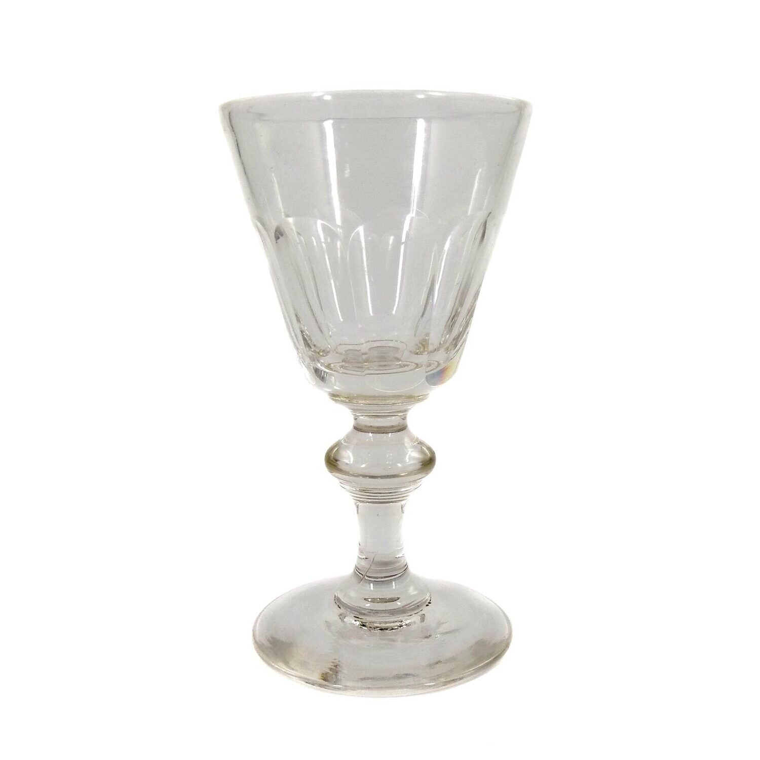 Southern wine glass with arched facets and stepped nodus around 1870-80