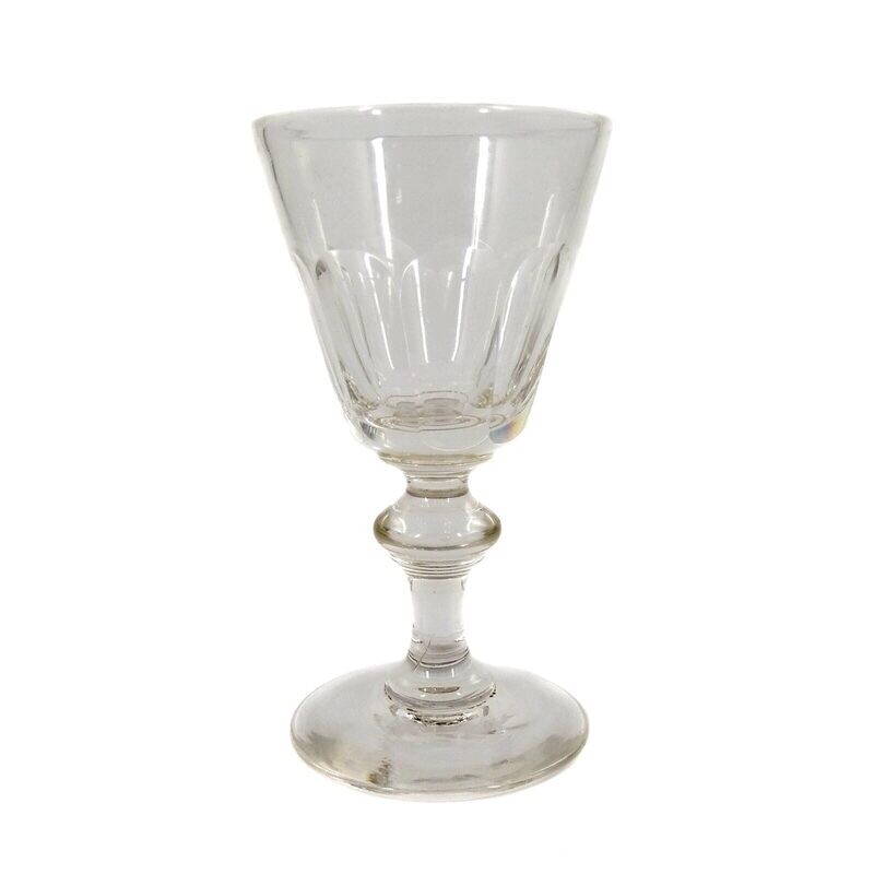 Southern wine glass with arched facets and stepped nodus around 1870-80