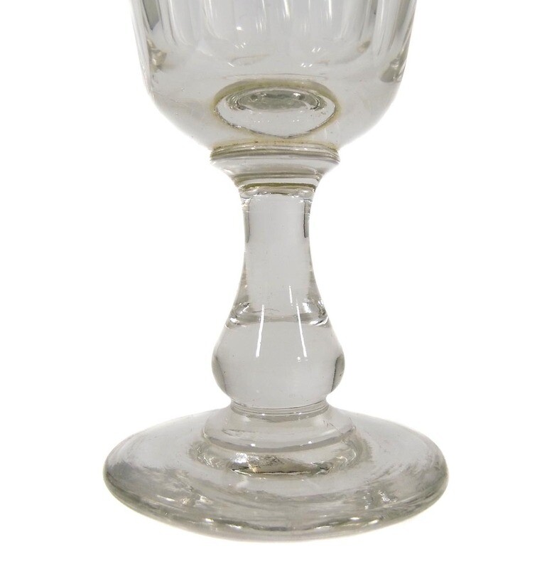 Southern wine glass with baluster shaft, conical bowl with curved facet, late 19th century