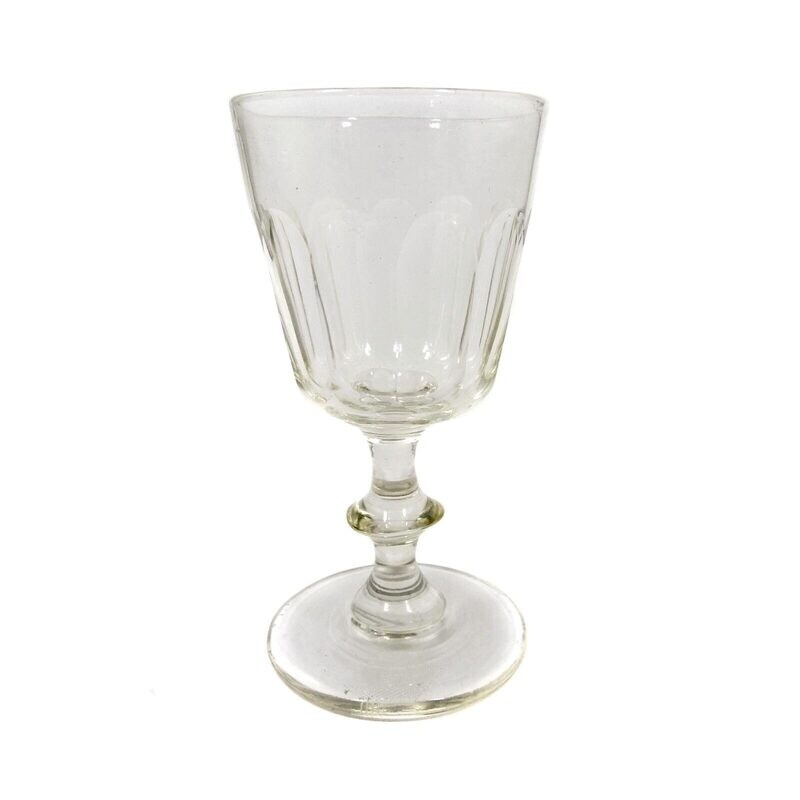 Southern wine glass with arched facets, double-conical nodus, 2nd half of the 19th century.