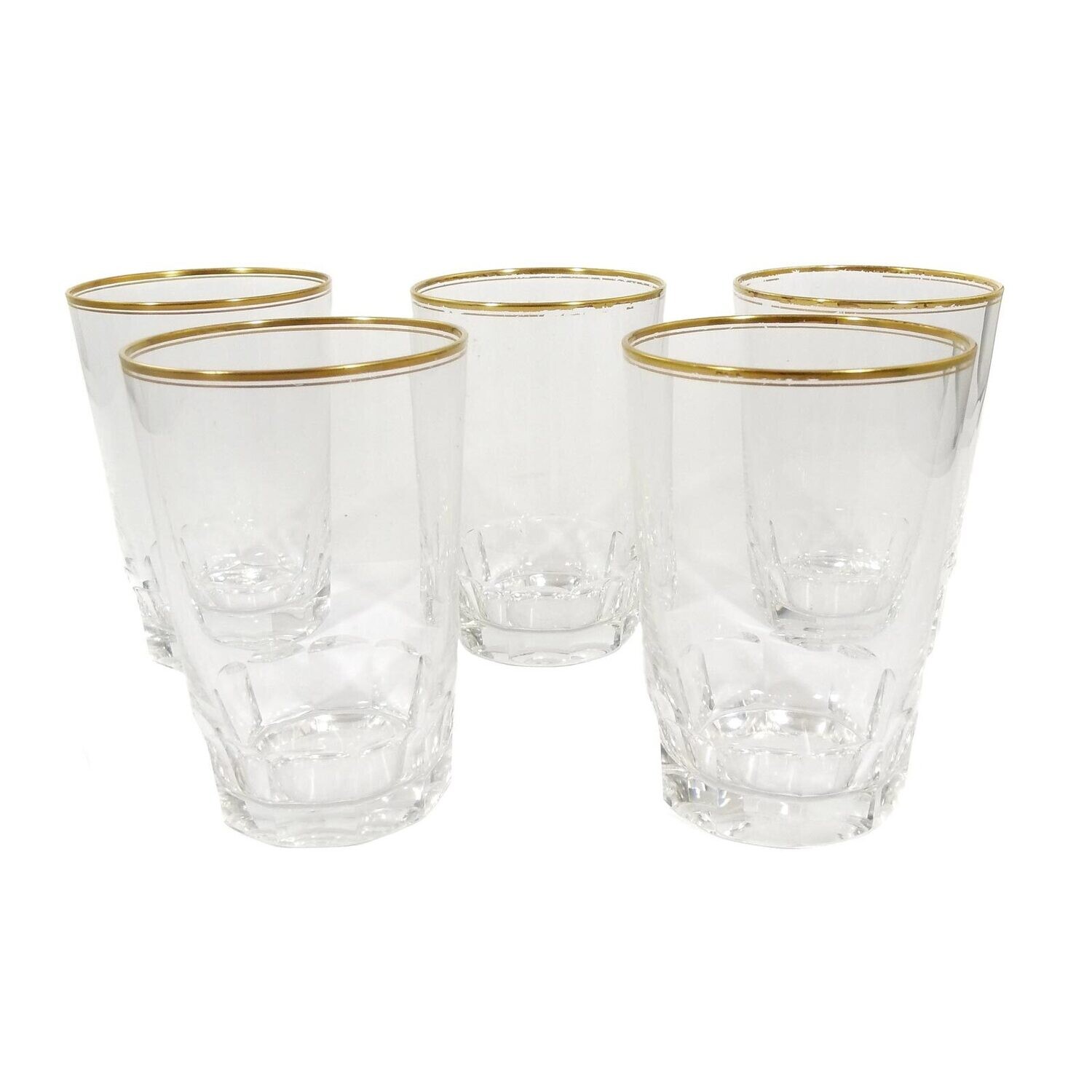 1st of 5. Cup with arched facets and gold rim, Val St. Lambert