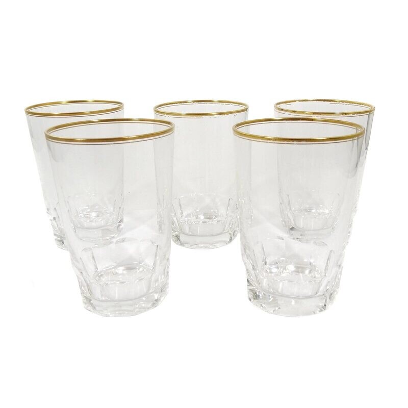 1st of 5. Cup with arched facets and gold rim, Val St. Lambert