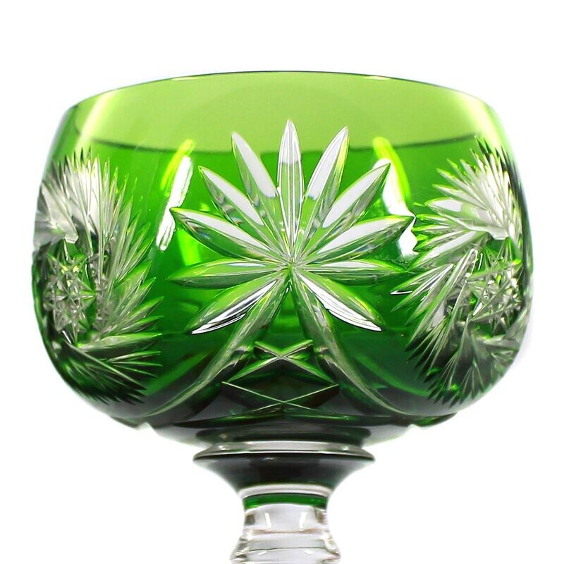 Stem glass made of colorless glass with green overlay, Rohrbach and Böhme around 1920