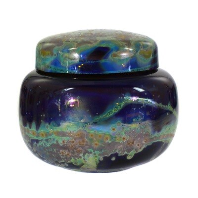 Lidded box with fused oxides, designed by Hans Jannsen, Aomi Unikat, Grail glass