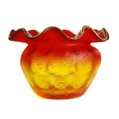 Vase red-yellow gradient with scale decoration, glass factory Elisabeth around 1900