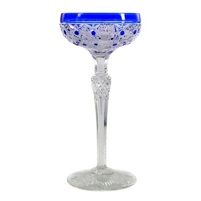 Champagne bowl with blue overlay and decorative cut decoration, Saint Louis around 1905