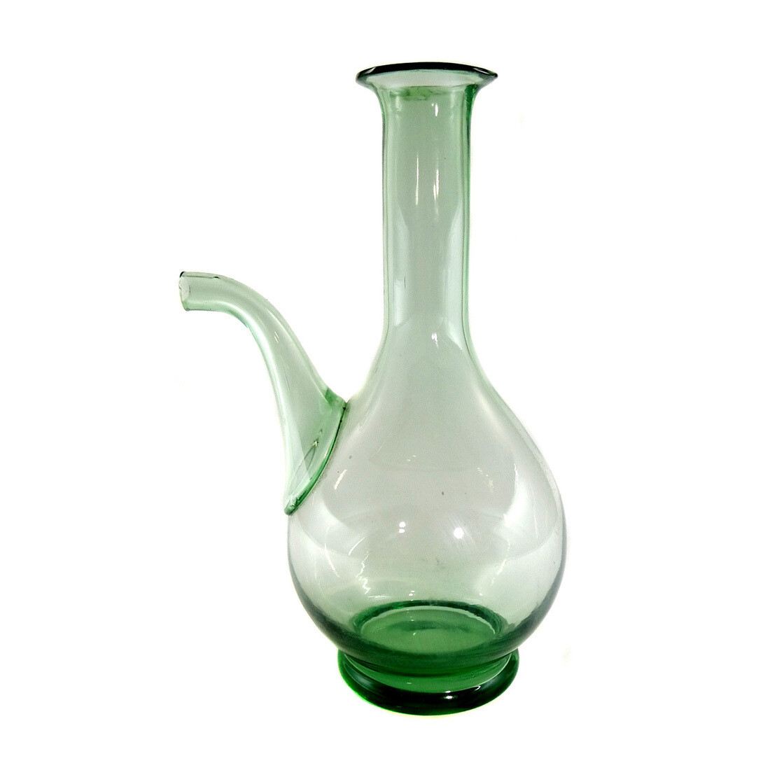 Oil jug made of light green glass, probably Italy, 2nd half of the 19th century.
