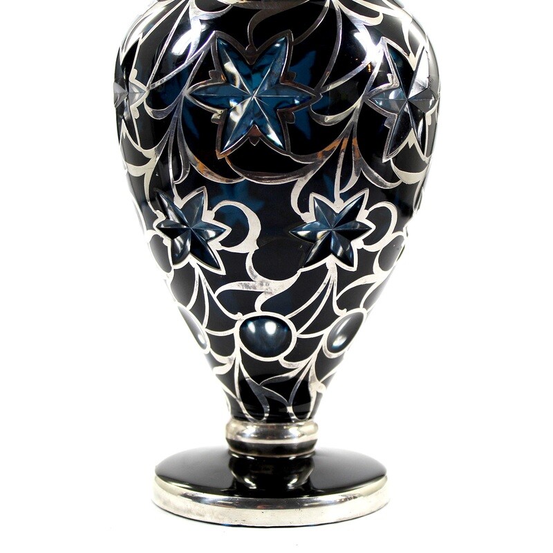 Heavy vase with galvanized fine silver coating, Josephinenhütte, designed by A. Pfohl