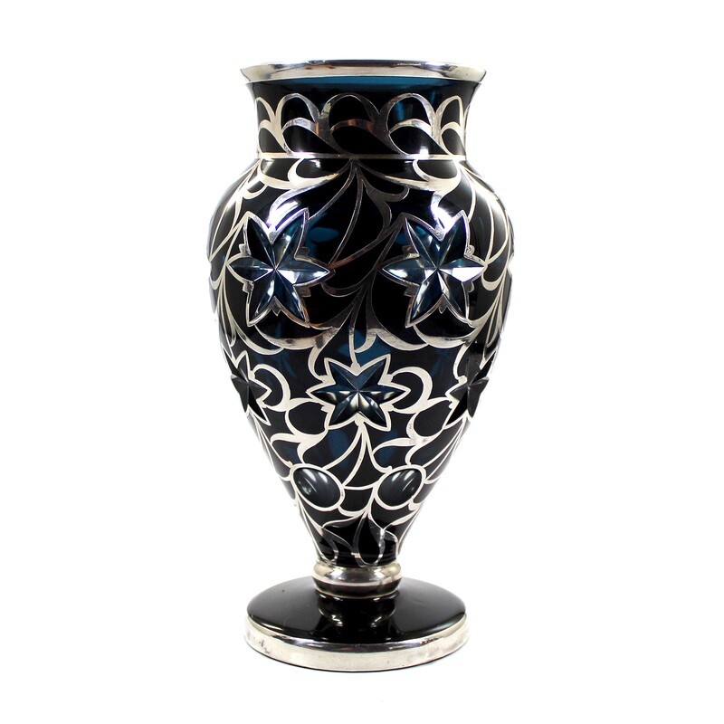 Heavy vase with galvanized fine silver coating, Josephinenhütte, designed by A. Pfohl