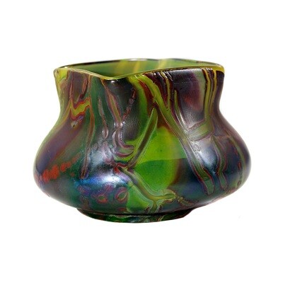 Small vase made of colorless glass with color stains, Josef Knizek around 1900