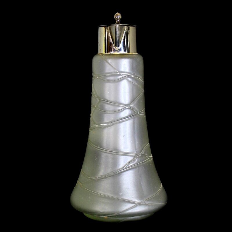 Small jug with metal mount and thread decoration, Bohemia around 1900