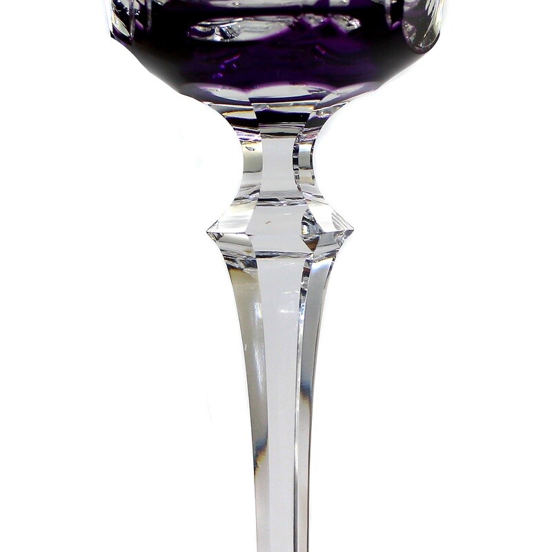 Stem glass / champagne glass with purple cup, Josephinenhütte, duck. A. Pfohl around 1930