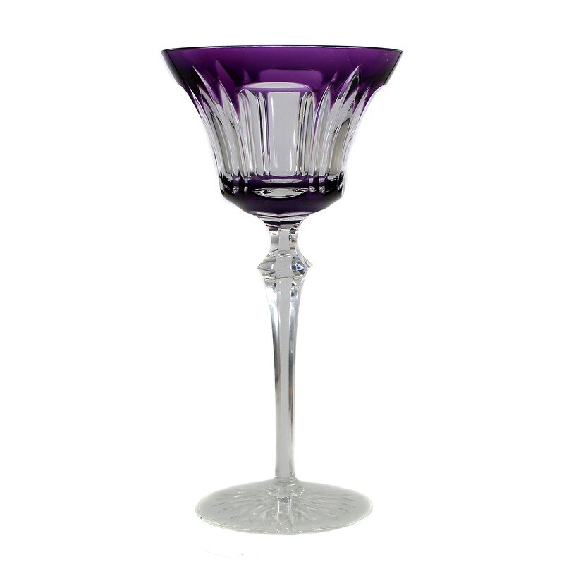 Stem glass / champagne glass with purple cup, Josephinenhütte, duck. A. Pfohl around 1930
