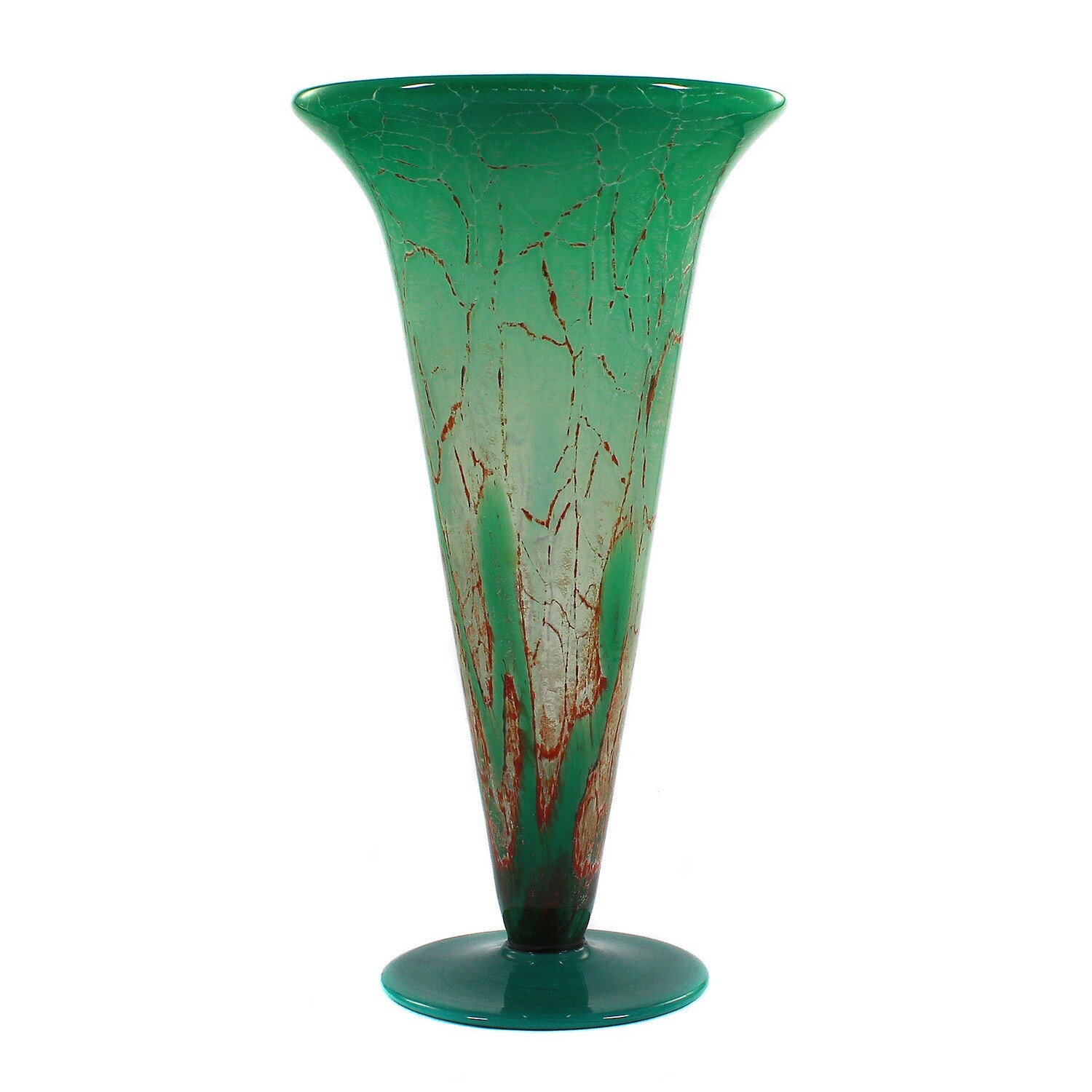 WMF Ikora vase with green edge and yellow powder melts, shape 110/6
