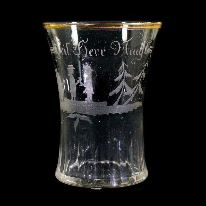 Friendship cup with figural representation, Bohemia or Silesia around 1820-25