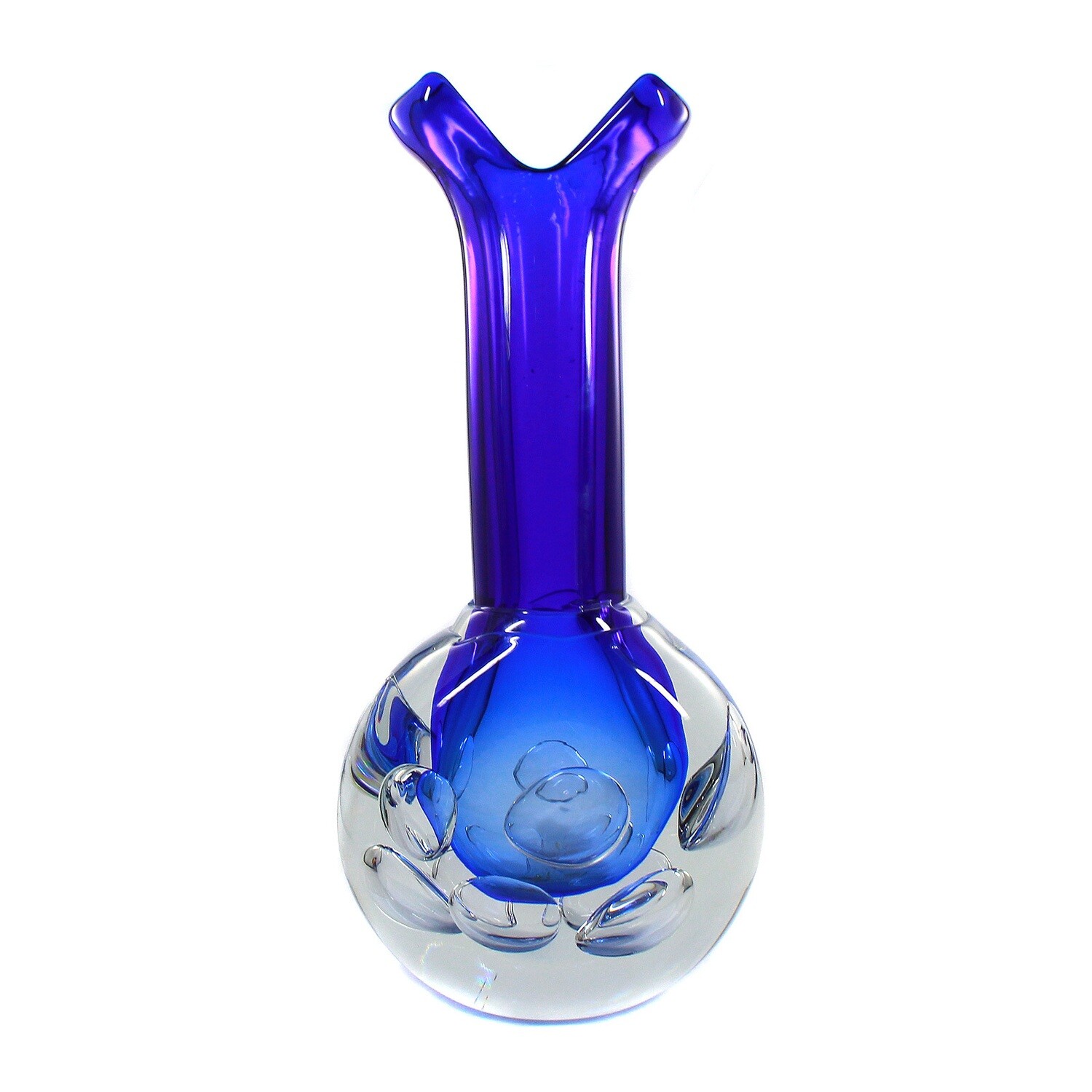 Vase with blue interior and enclosed bubbles, Jaroslav Svoboda around 1983