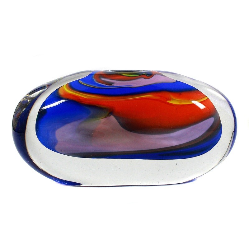 Vase with different colored interior, signed. Udo Edelmann