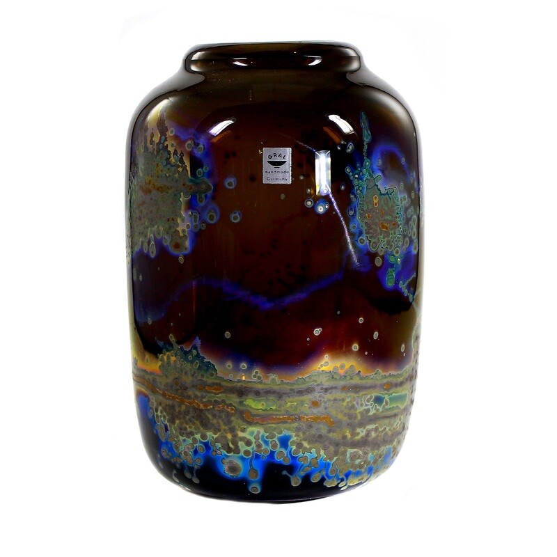 Vase with fused oxides, designed by Hans Jannsen, Aomi Unikat, Grail glass