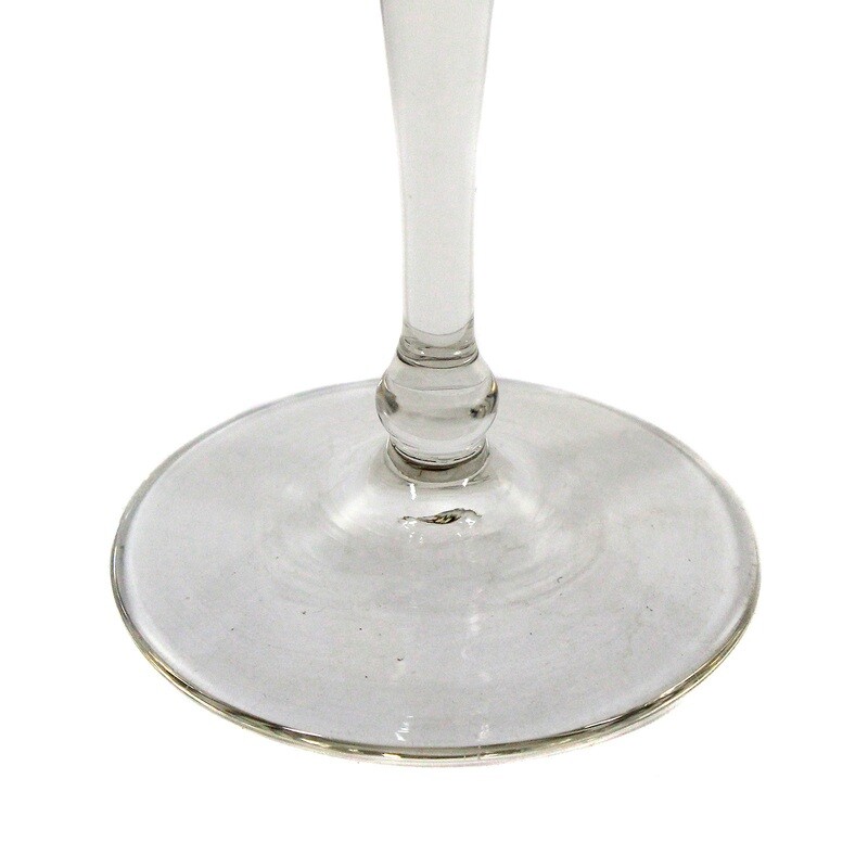 Tall stemmed glass made of colorless glass with applied dots, Jean Beck around 1908.