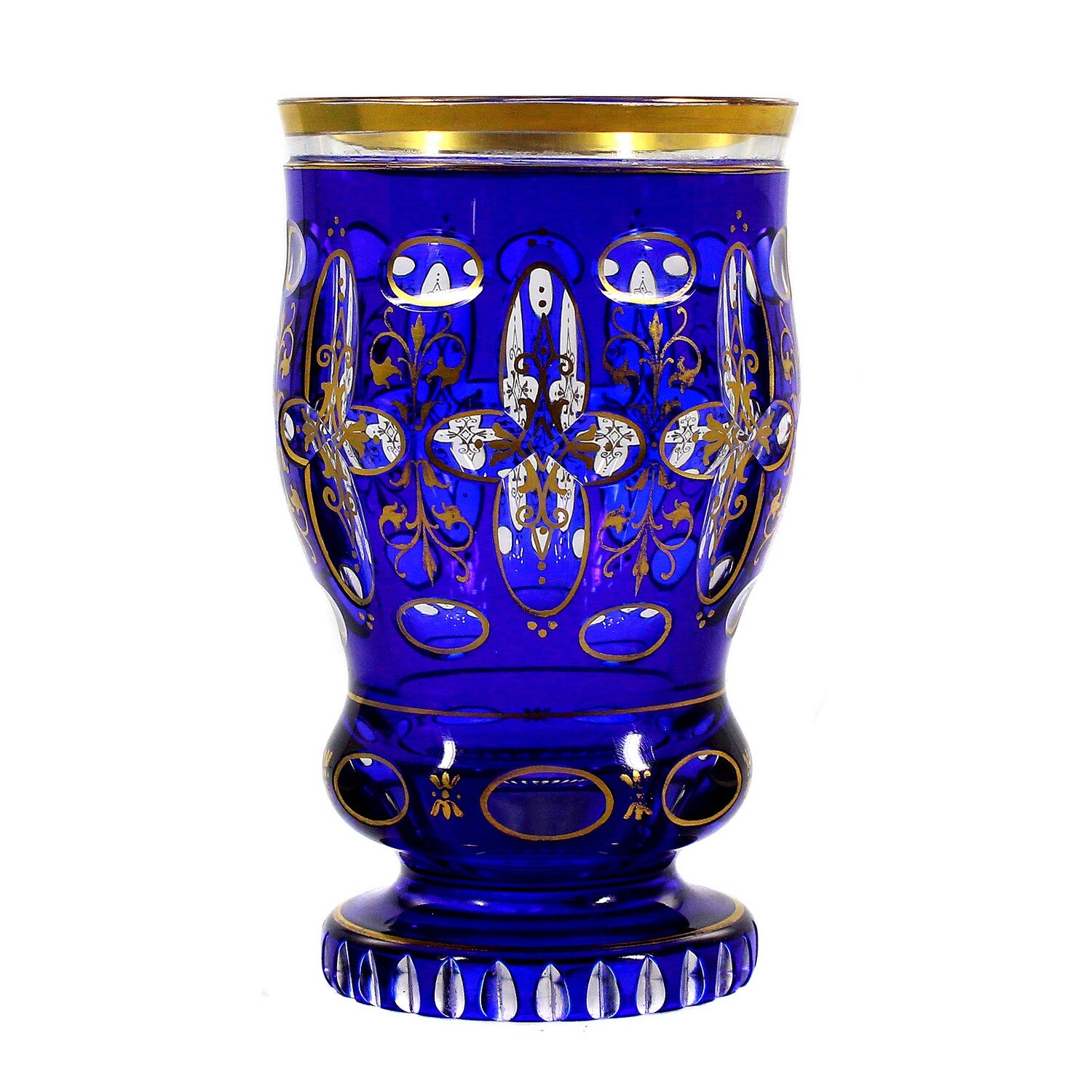 Cup with cobalt blue overlay and gold painting, Lorenz brothers