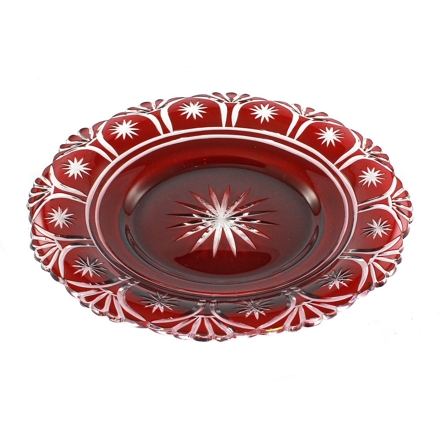 Presentoir with gold ruby overlay and star-cut decoration, Bohemia around 1830-35