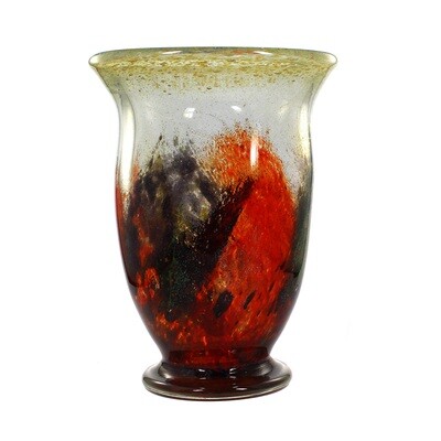 Hohe WMF Ikora Vase mit Pulvereinschmelzungen, Form E691/5027 um 1936