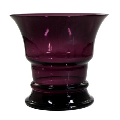 Vase aus farblosem Glas mit lilafarbenen Unterfang, sign. Jean Beck