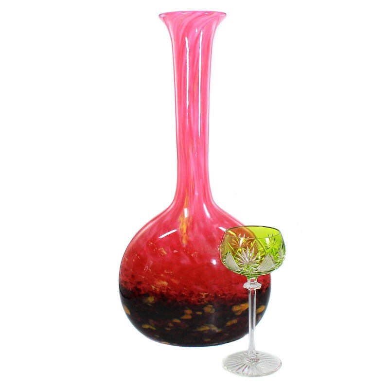 47 cm high Art Deco vase with powder melts, signed. Schneider, Jades series