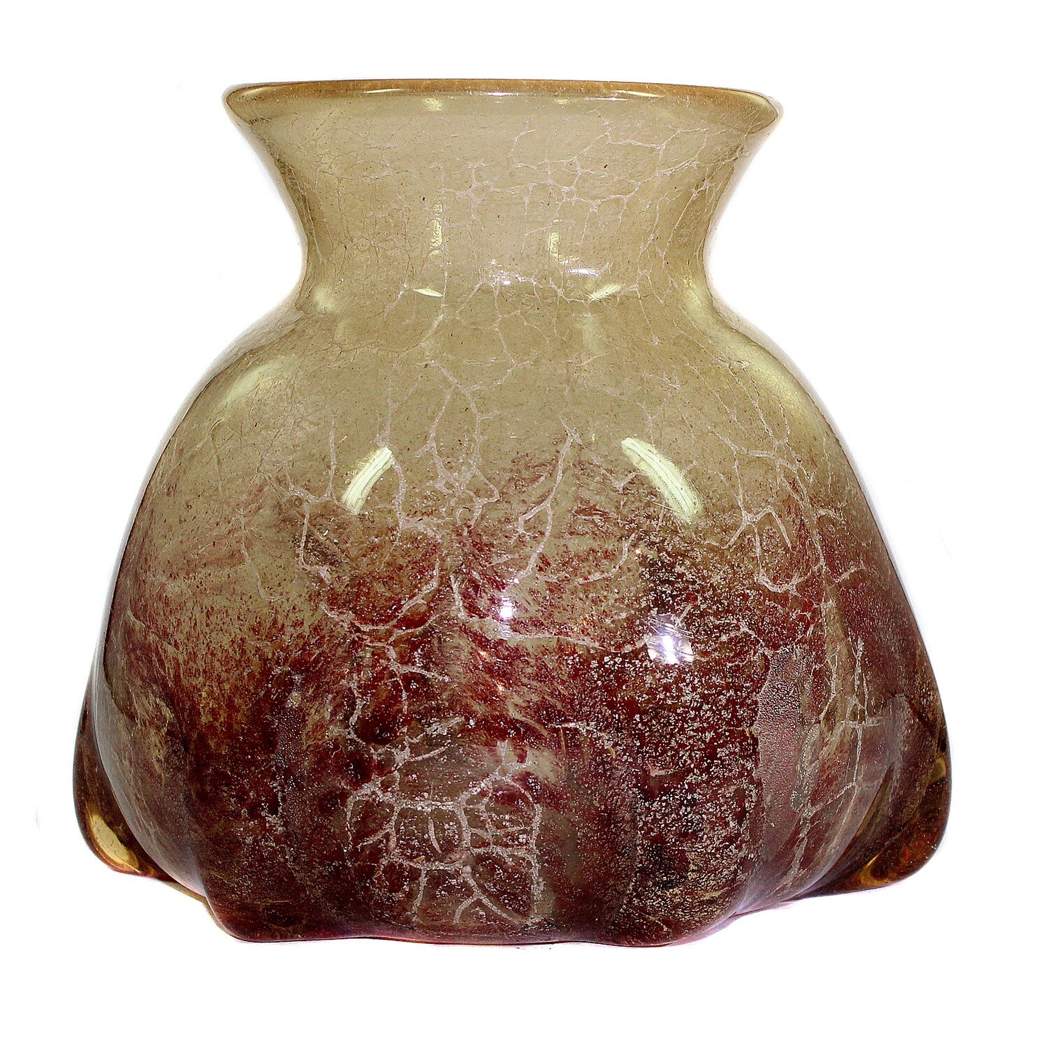 WMF Ikora vase in topaz-colored glass with elephant foot, around 1935