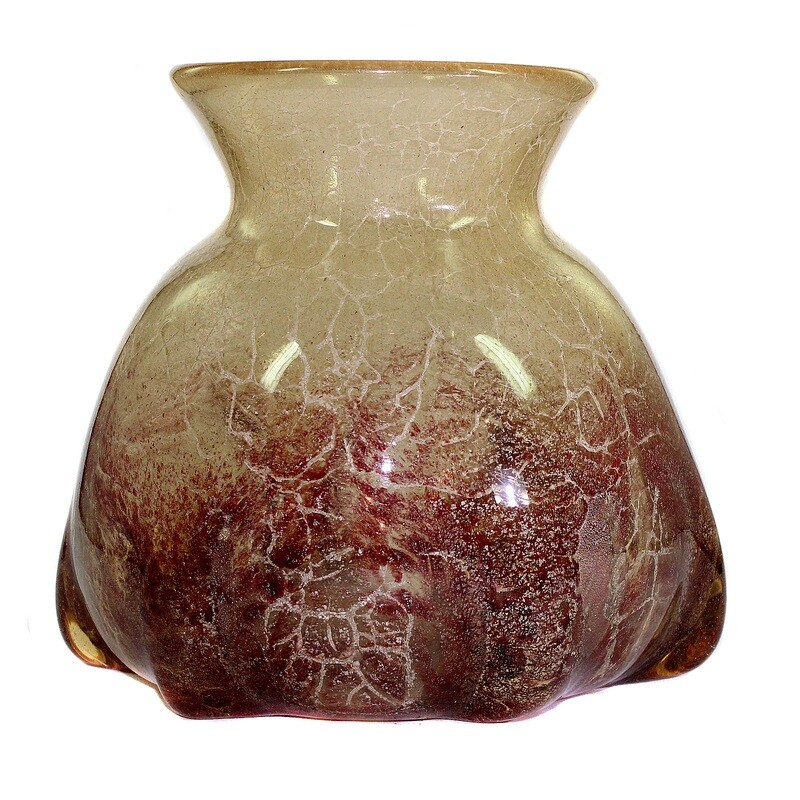 WMF Ikora vase in topaz-colored glass with elephant foot, around 1935