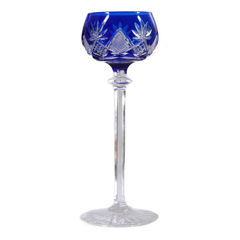 2 liqueur glasses with overlay, Val Saint Lambert, model Berncastel