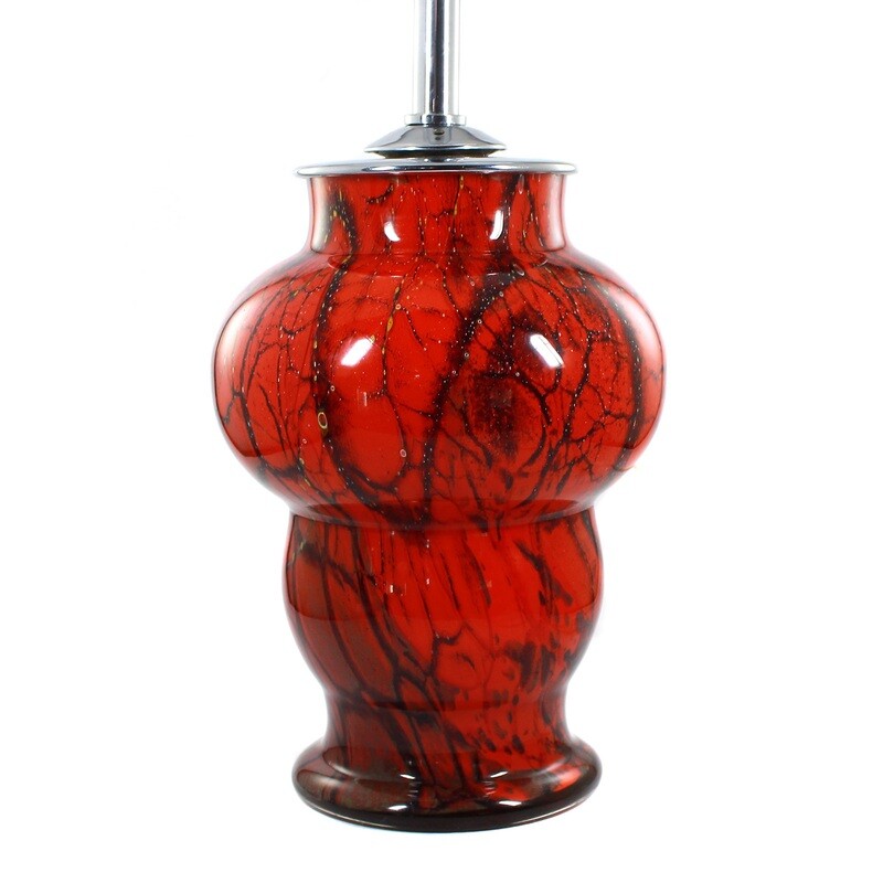 WMF Ikora lamps made of red underlaid glass with melts, around 1930