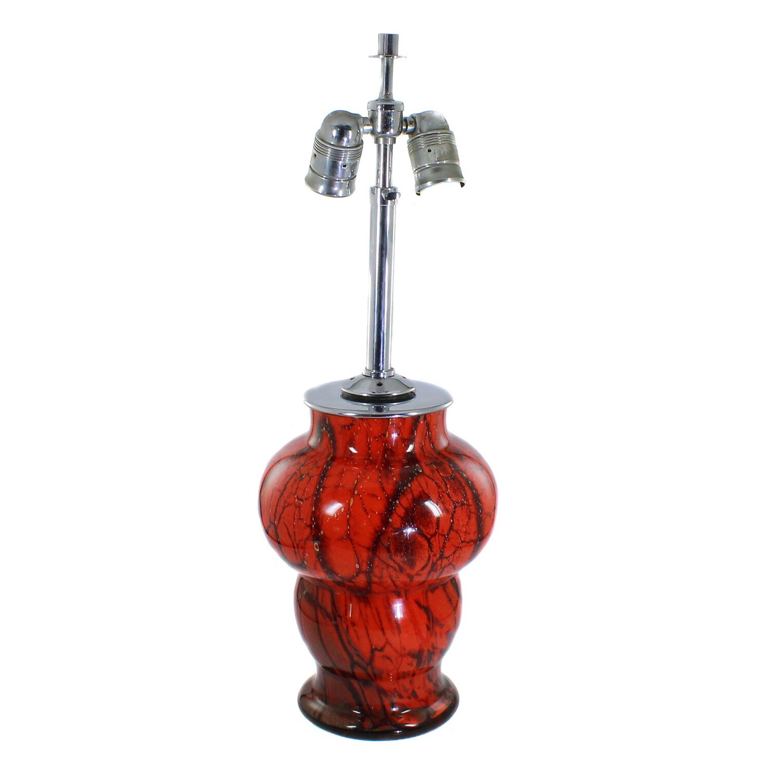 WMF Ikora lamps made of red underlaid glass with melts, around 1930