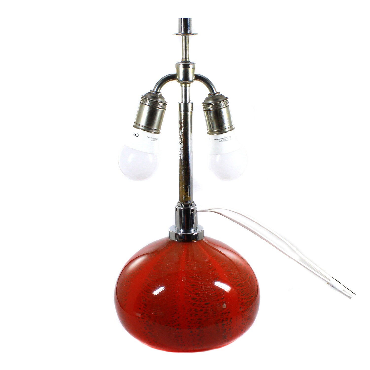 WMF Ikora lamps made of red underlaid glass with melts, around 1930