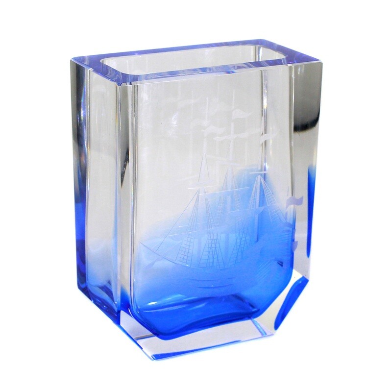 Vase &quot;The Peter Ship&quot;, designed by A.M-Ostroumov, Leningrad Glass Factory