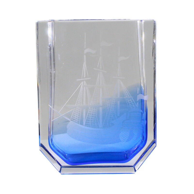 Vase "The Peter Ship", designed by A.M-Ostroumov, Leningrad Glass Factory