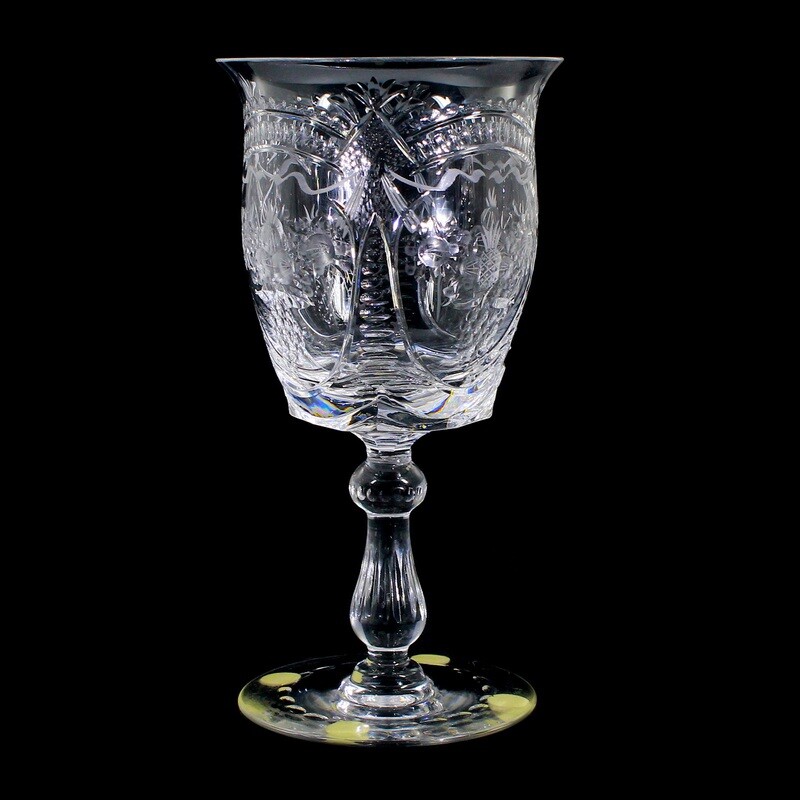 Stem glass made of colorless glass with engraved fruit festoons, Josephinenhütte
​