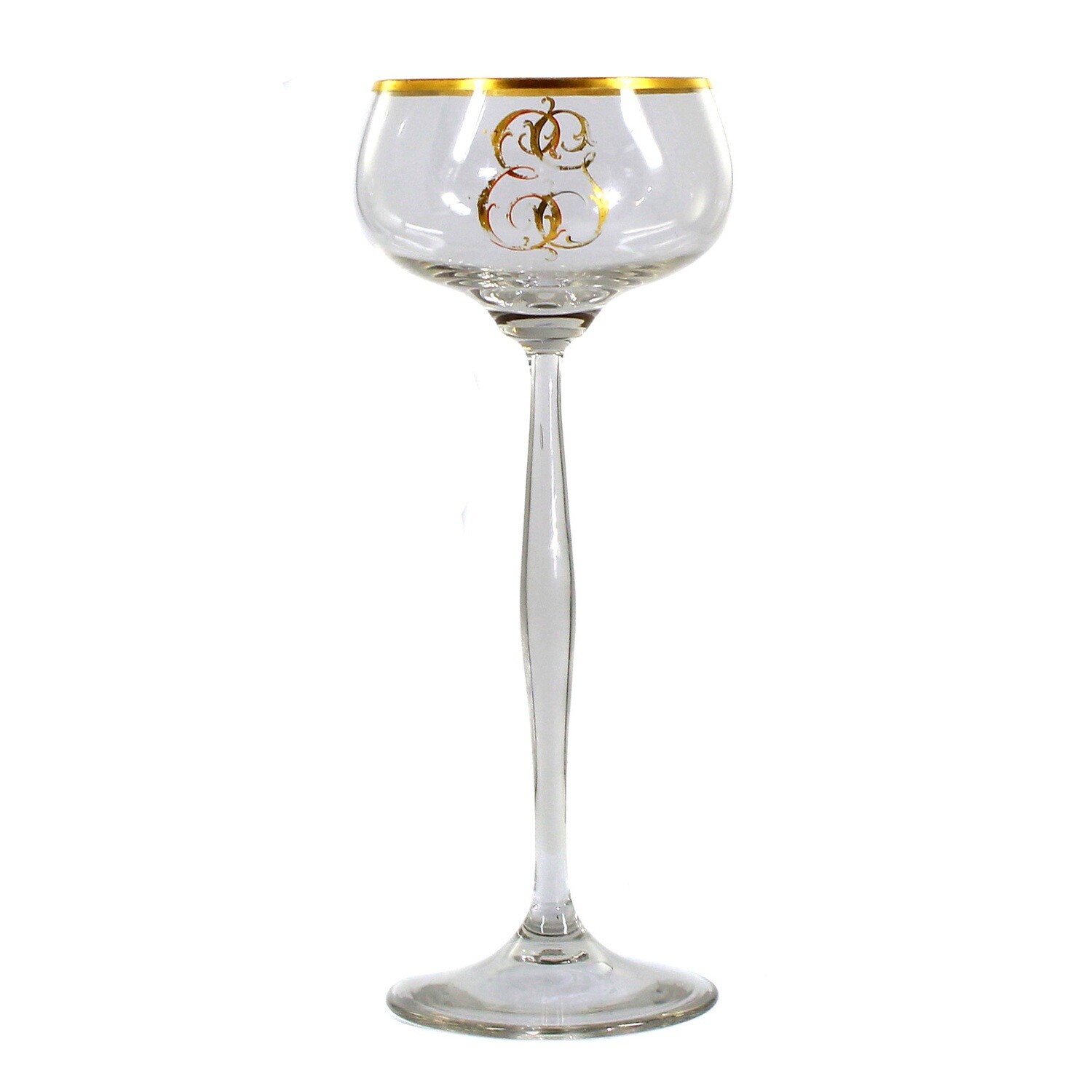 Stem glass with ligature monogram in polished gold, Theresienthal, form 1496