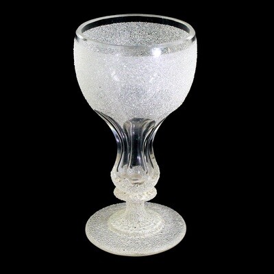 Kelchglas aus Kristallglas mit Eisglasdekor, Bayerischer Wald um 1890-1900