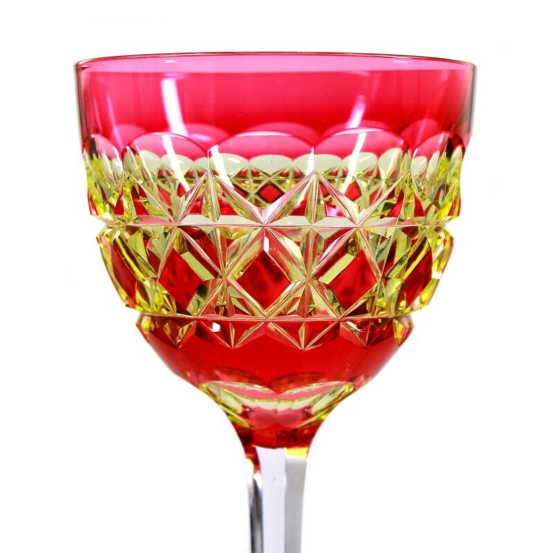 Stem glass with double overlay, Stevens &amp; Williams 1910-20