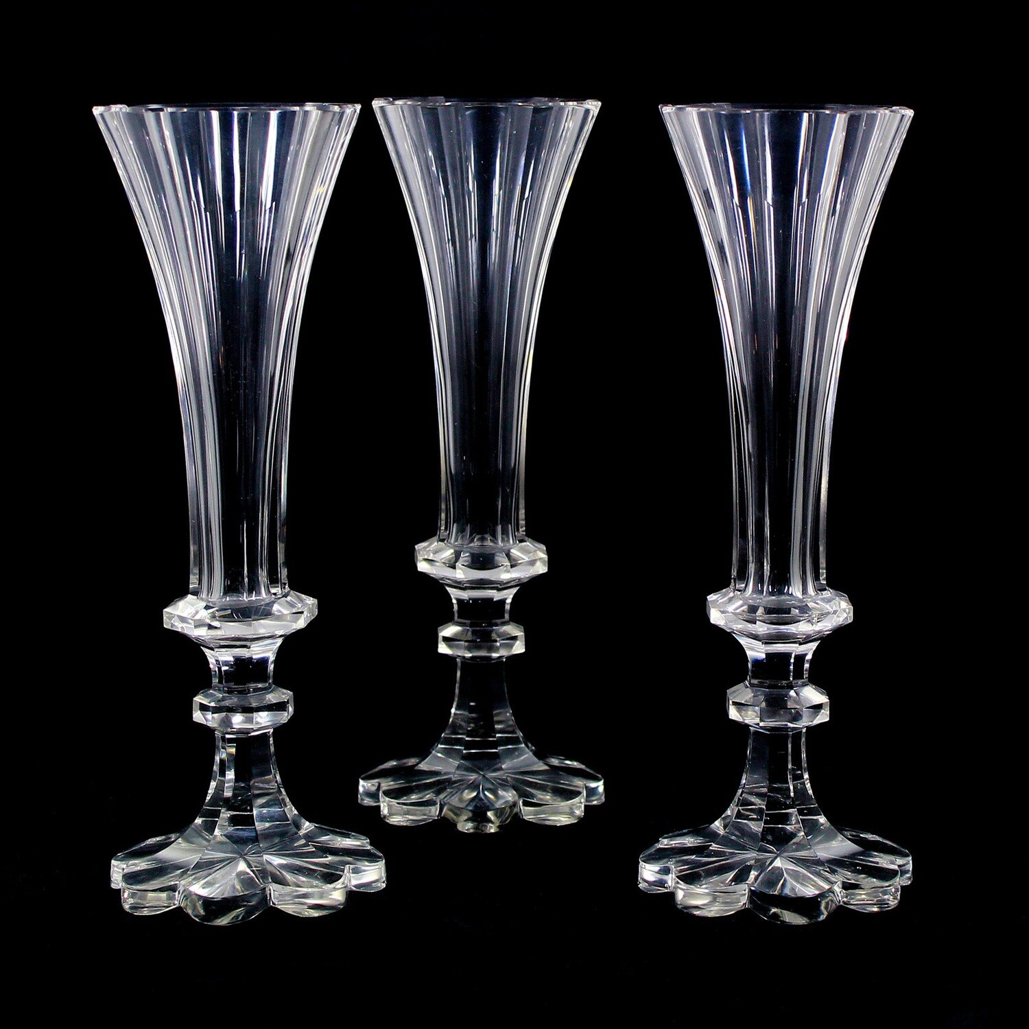 3 high-quality champagne flutes made of crystal glass, Neuwelt or Imperial Glass Factory