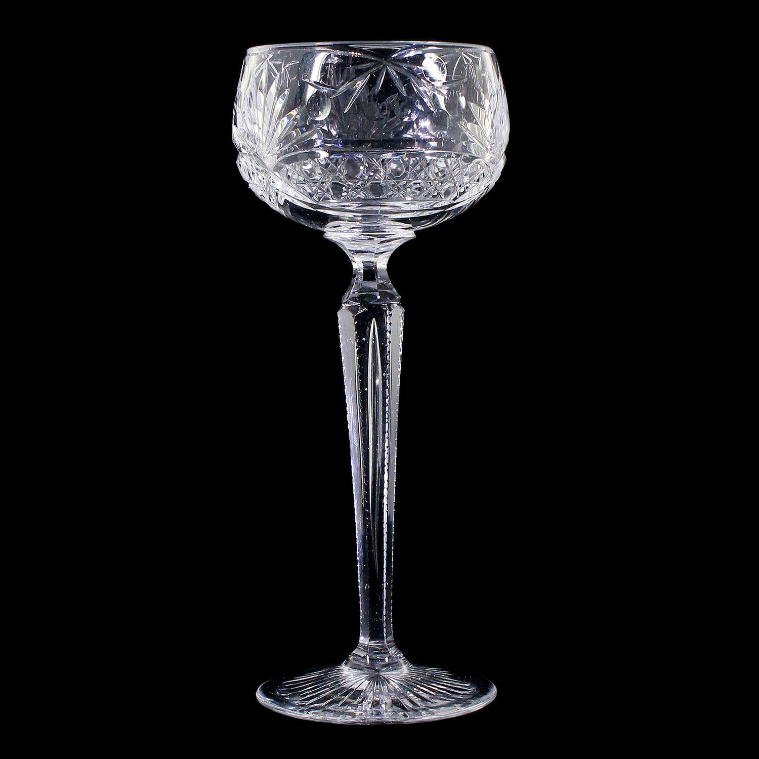 Stem glass with faceted shaft &amp; pierced air bubble, Josephinenhütte