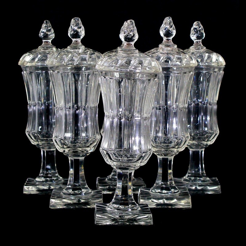 1st of 6. Goblet with lid on a square plinth, Bohemia around 1835