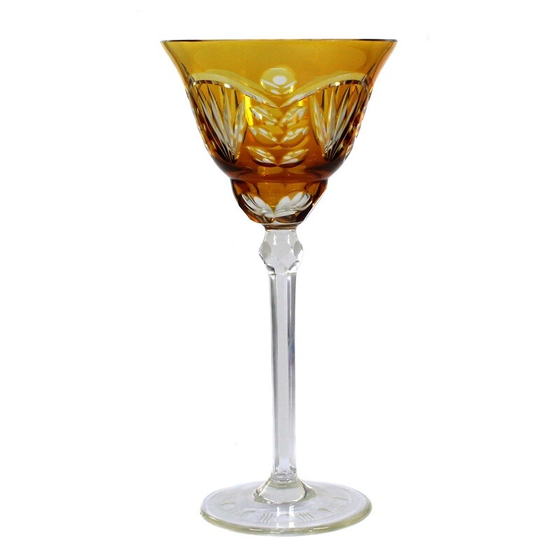 Stem glass with amber-colored overlay, Rohrbach and Böhme around 1920